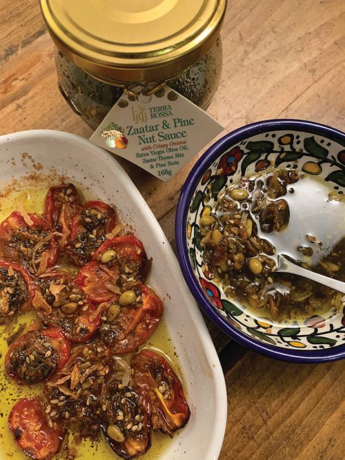 Zaatar & Pine Nut Sauce with Crispy Onions